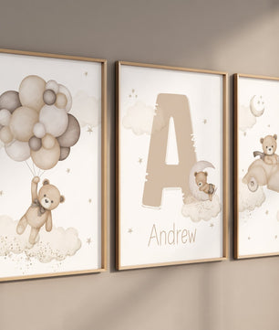 Cuadros Decorativos infantiles Modernos osos teddy dibujo con nombre