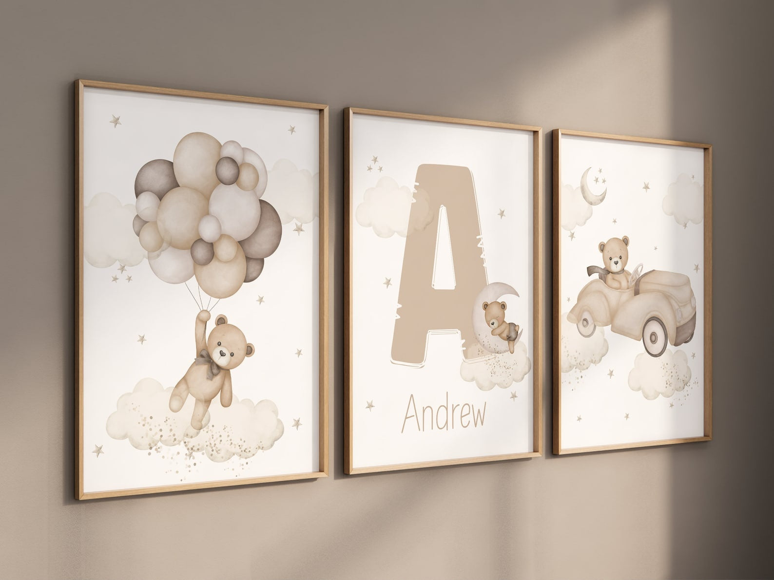 Cuadros Decorativos infantiles Modernos osos teddy dibujo con nombre