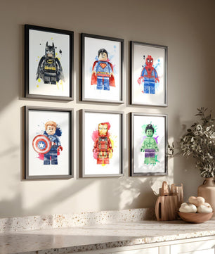 Cuadros Decorativos infantiles Modernos set 6 piezas superheroes lego