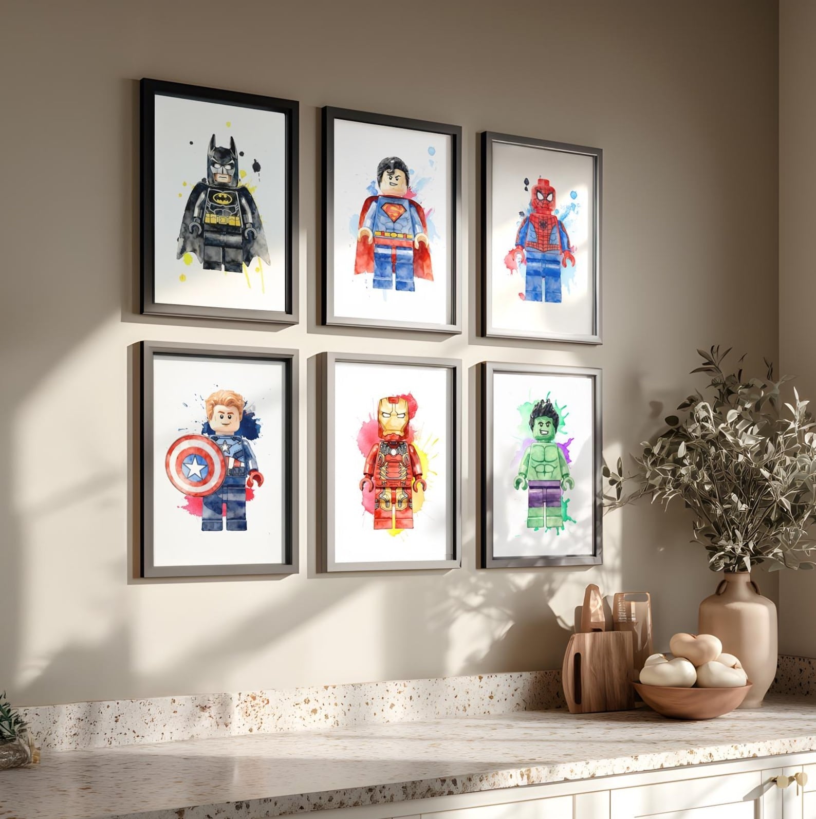 Cuadros Decorativos infantiles Modernos set 6 piezas superheroes lego