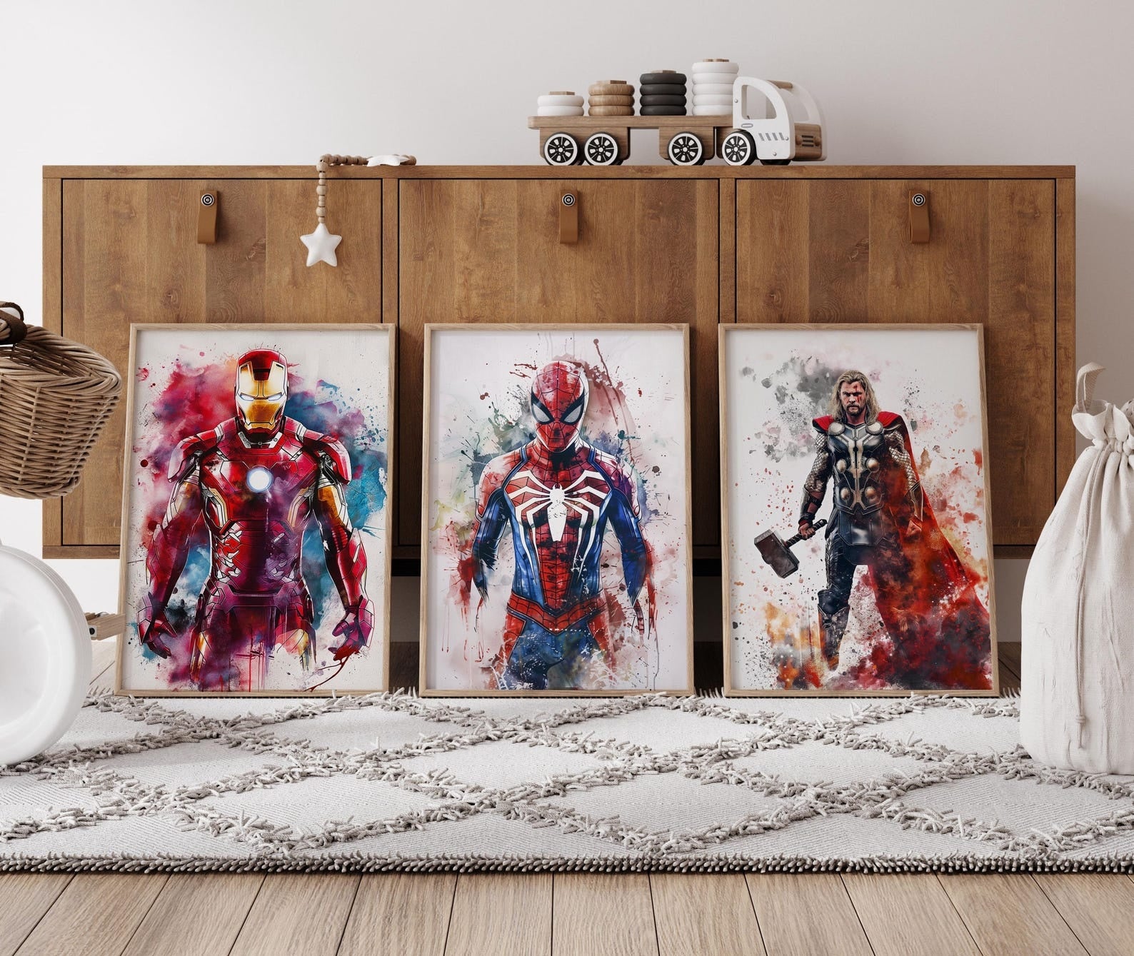 Cuadros Decorativos infantiles Modernos set 6 piezas SuperHeroes arte de pared