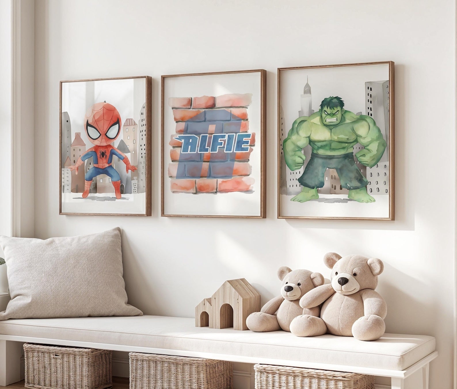 Cuadros Decorativos infantiles Modernos Superheroes ilustracion Personalizadas con nombre