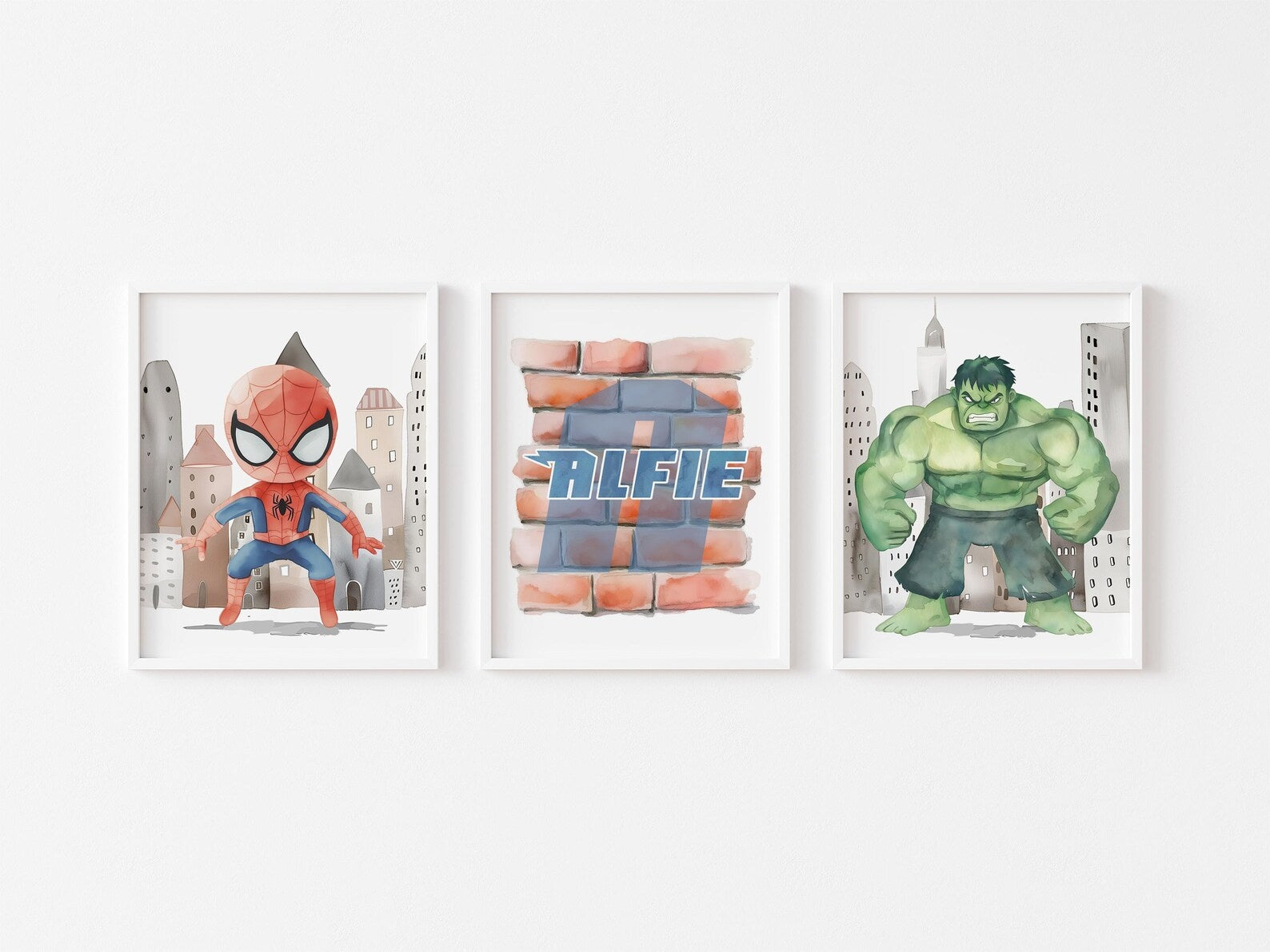 Cuadros Decorativos infantiles Modernos Superheroes ilustracion Personalizadas con nombre