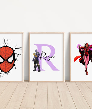 Cuadros Decorativos infantiles Modernos Superheroes Personajes personalizados con nombre
