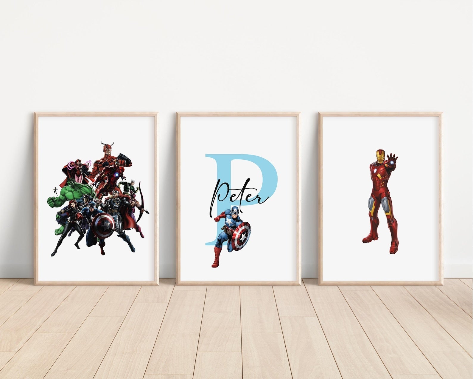 Cuadros Decorativos infantiles Modernos Superheroes Personajes personalizados con nombre