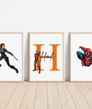 Cuadros Decorativos infantiles Modernos Superheroes Personajes personalizados con nombre