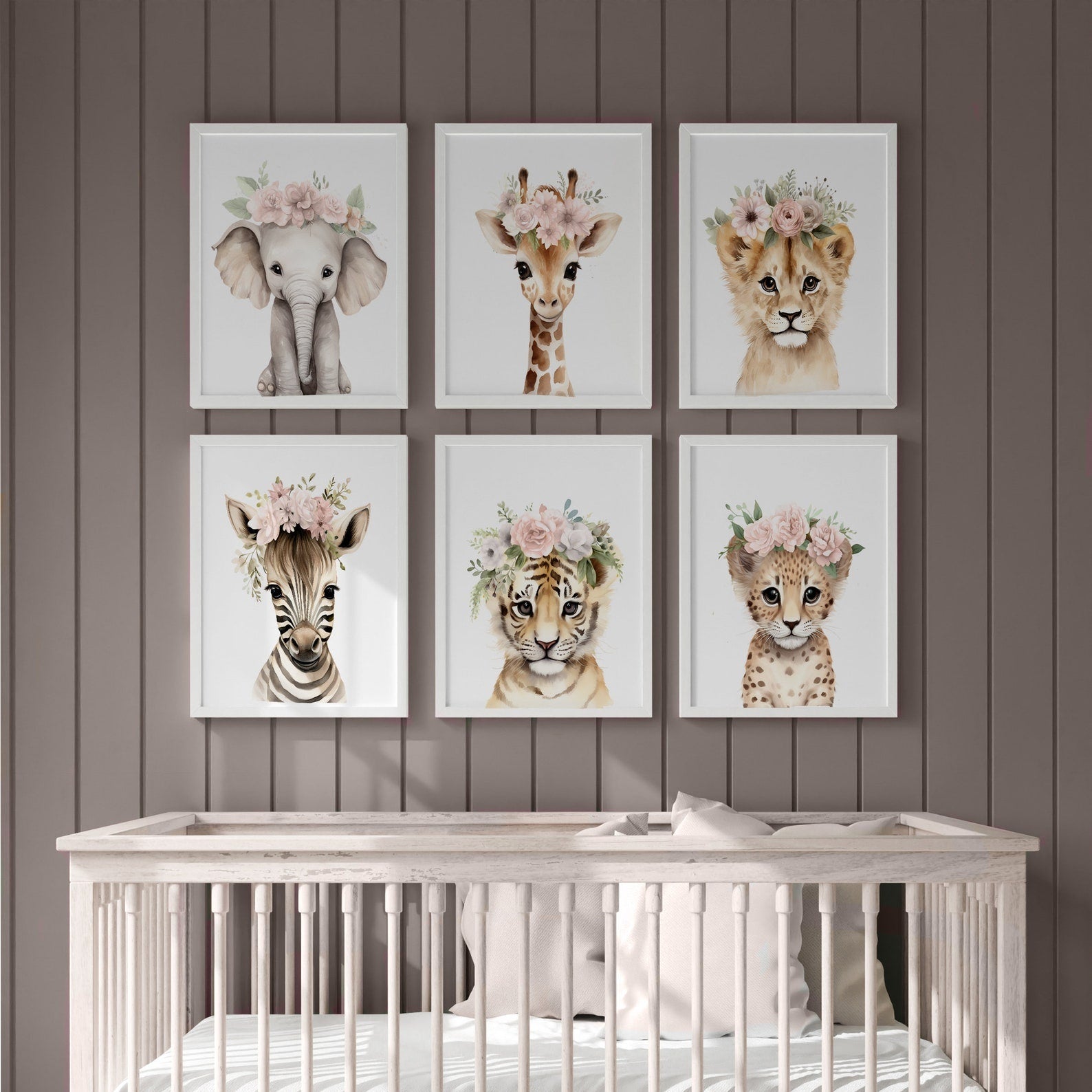Cuadros Decorativos infantiles Modernos animales personalizados con flores niña con nombre