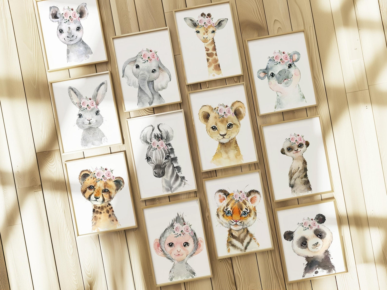Cuadros Decorativos infantiles Modernos animales personalizados con flores niña con nombre 2