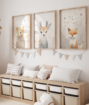 Cuadros Decorativos infantiles Modernos animales del bosque niña