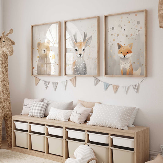 Cuadros Decorativos infantiles Modernos animales del bosque niña