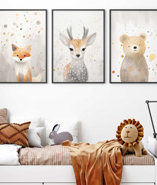 Cuadros Decorativos infantiles Modernos animales del bosque niña
