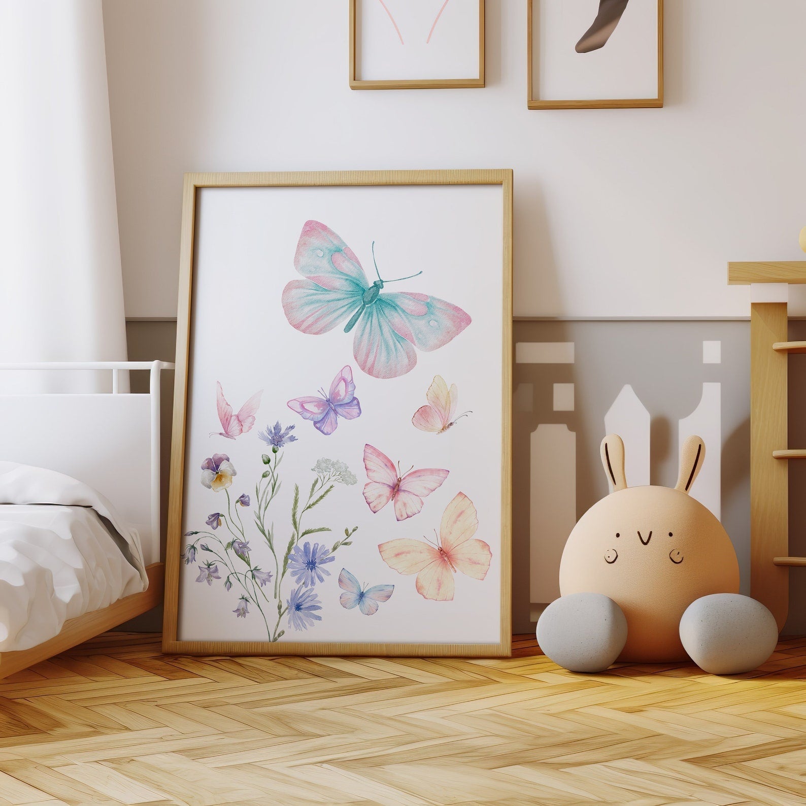 Cuadros Decorativos infantiles Modernos Flores de mariposas con nombre
