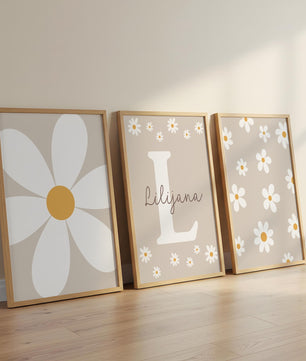 Cuadros Decorativos infantiles Modernos Flores margaritas con nombre