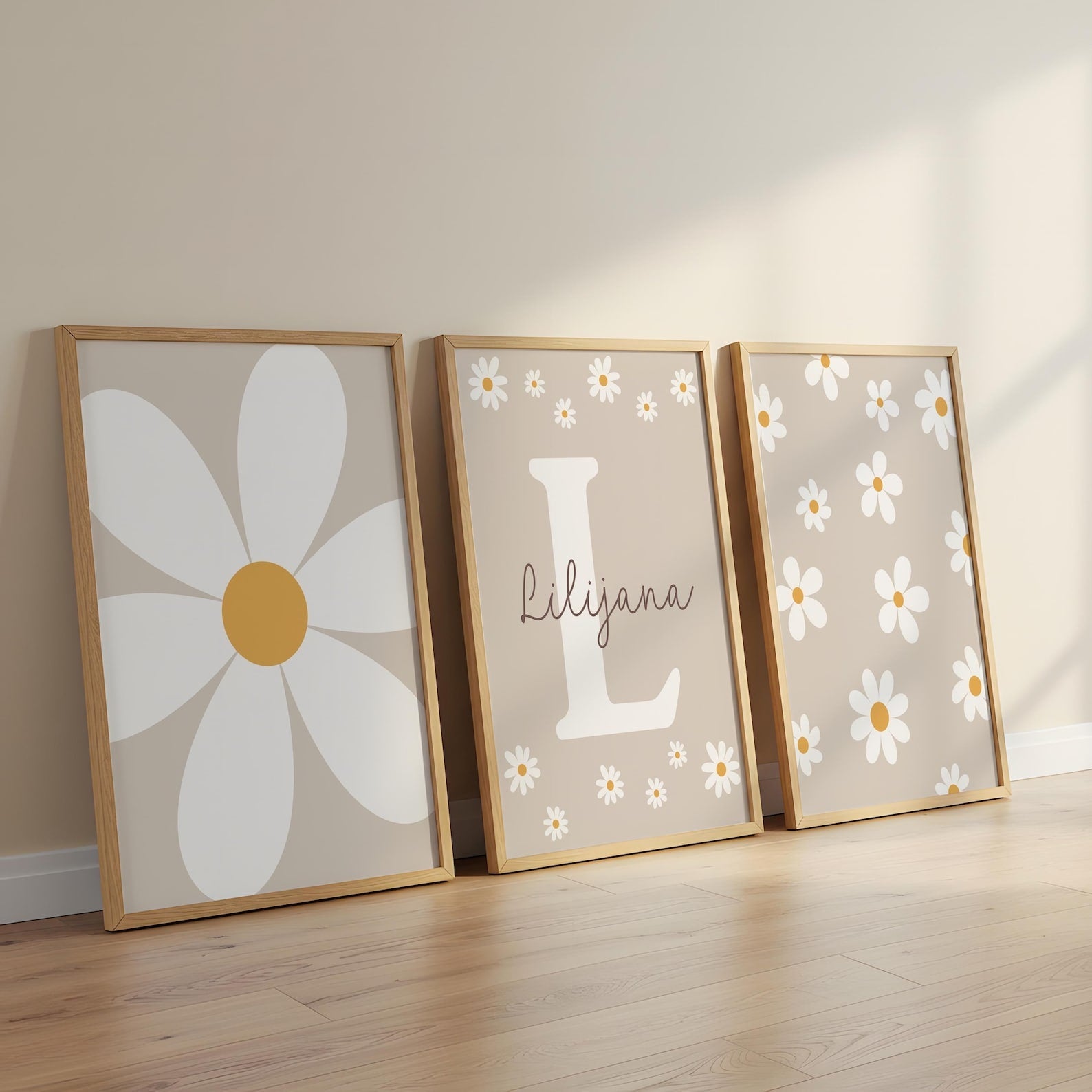 Cuadros Decorativos infantiles Modernos Flores margaritas con nombre