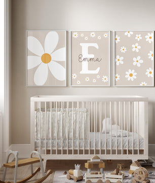 Cuadros Decorativos infantiles Modernos Flores margaritas con nombre