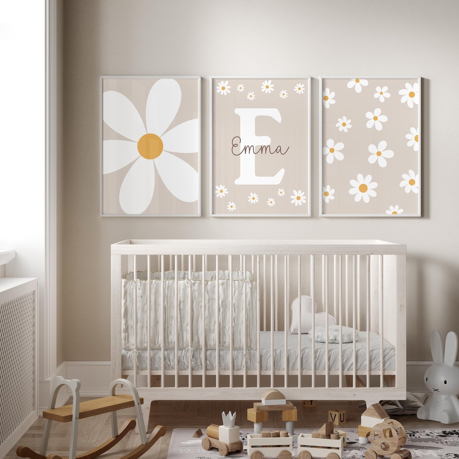 Cuadros Decorativos infantiles Modernos Flores margaritas con nombre
