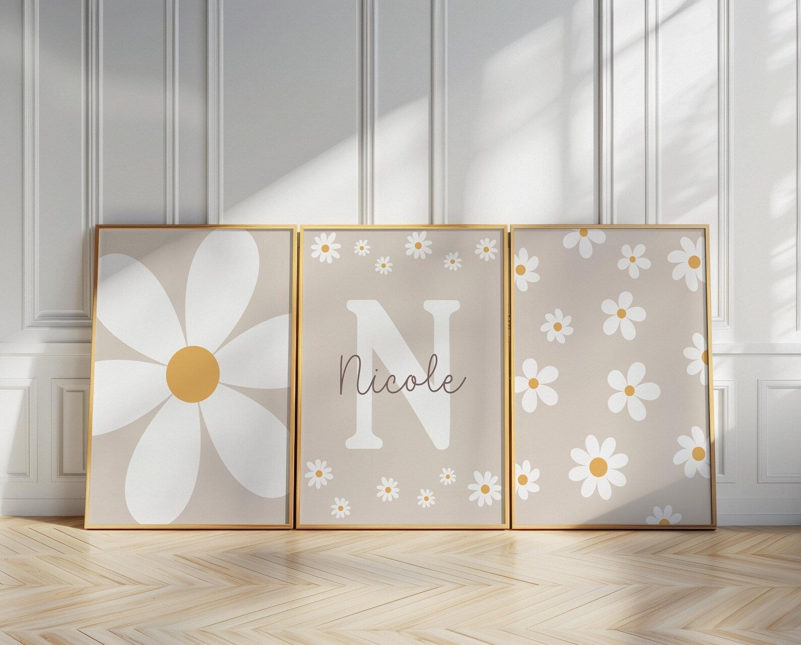Cuadros Decorativos infantiles Modernos Flores margaritas con nombre