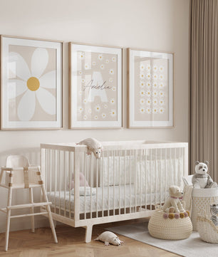 Cuadros Decorativos infantiles Modernos Flores margaritas blancas organizadas con nombre