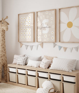 Cuadros Decorativos infantiles Modernos Flores margaritas blancas organizadas con nombre
