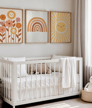 Cuadros Decorativos infantiles Modernos Flores, arcoiris y sol