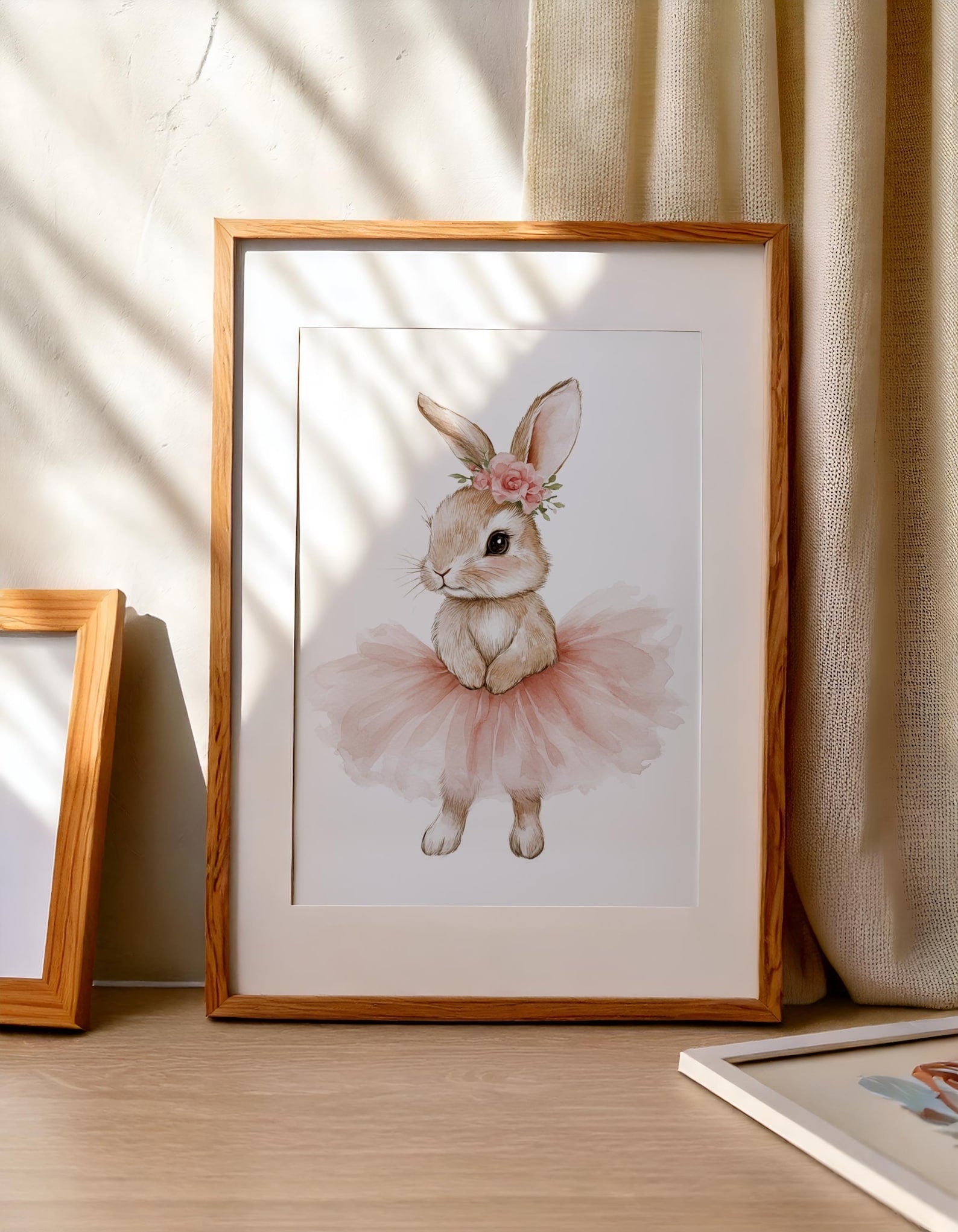 Cuadros Decorativos infantiles Modernos Coneja con flores y tutu con nombre