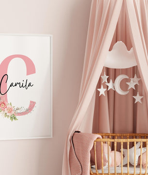 Cuadros Decorativos infantiles Modernos Coneja con flores y tutu con nombre