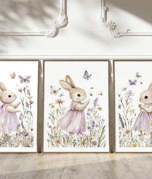 Cuadros Decorativos infantiles Modernos Coneja moradas en jardin