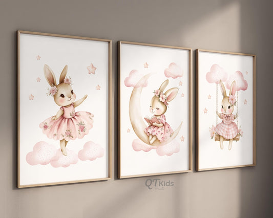 Cuadros Decorativos infantiles Modernos Coneja en el cielo con nubes