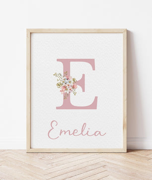Cuadros Decorativos infantiles Modernos Coneja con flores y nombre personalizado