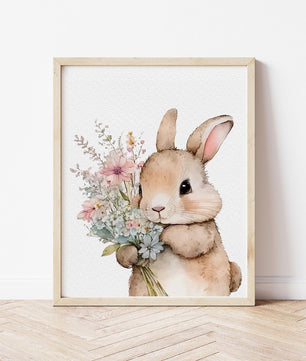 Cuadros Decorativos infantiles Modernos Coneja con flores y nombre personalizado