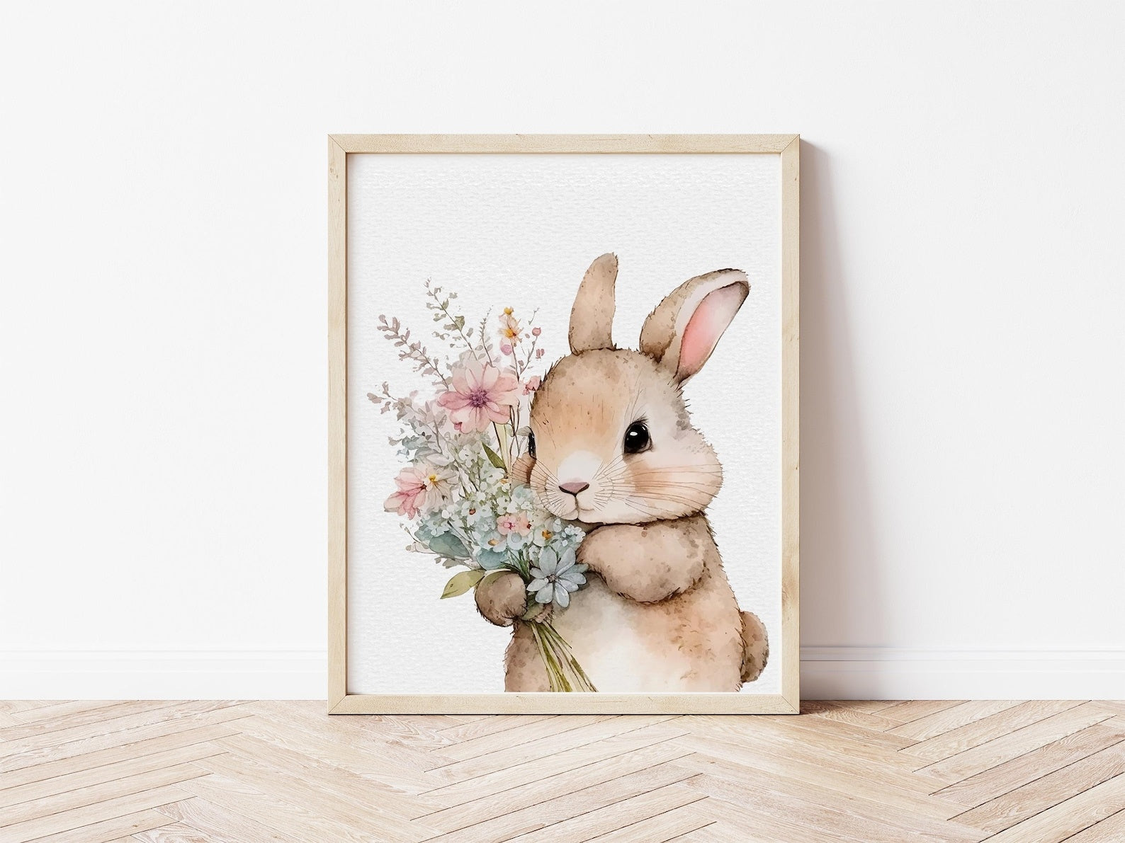 Cuadros Decorativos infantiles Modernos Coneja con flores y nombre personalizado