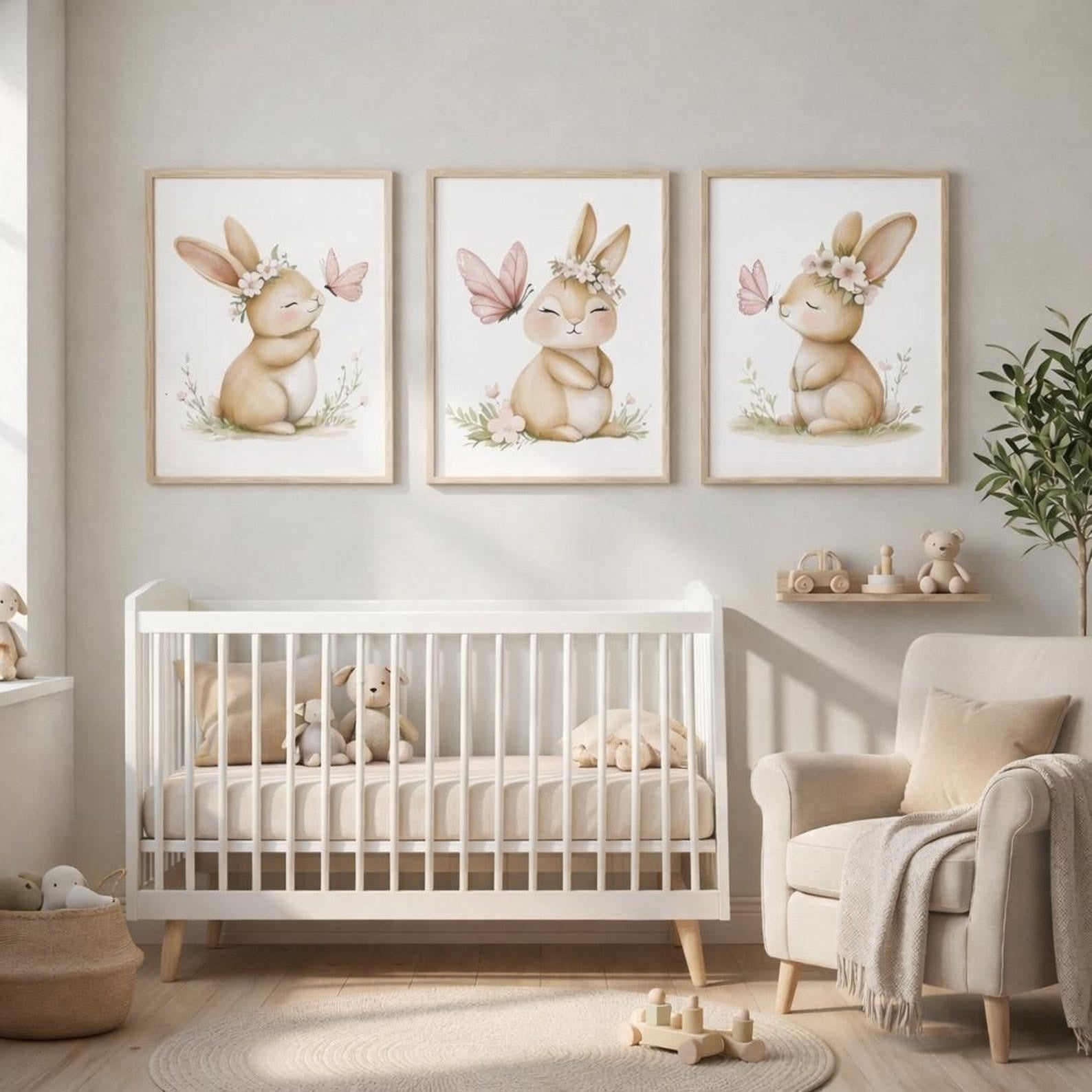 Cuadros Decorativos infantiles Modernos Coneja con mariposa