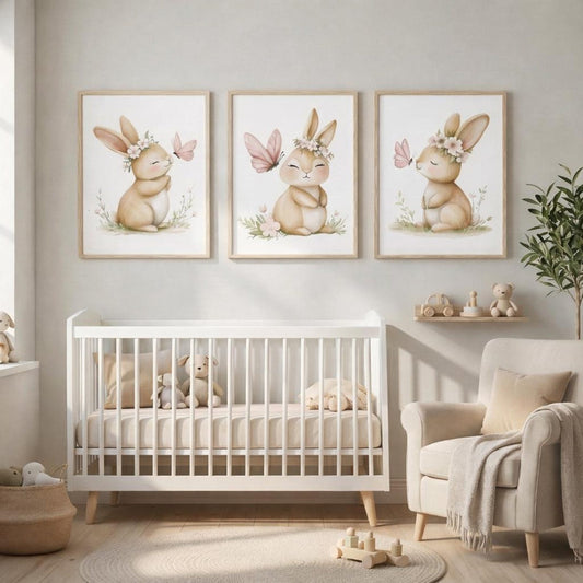 Cuadros Decorativos infantiles Modernos Coneja con mariposa