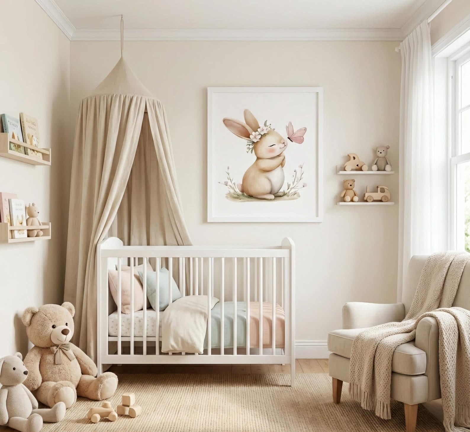 Cuadros Decorativos infantiles Modernos Coneja con mariposa
