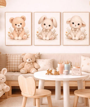 Cuadros Decorativos infantiles Modernos Coneja, osita y oveja tiernas
