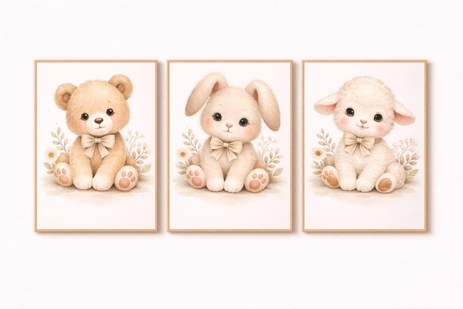 Cuadros Decorativos infantiles Modernos Coneja, osita y oveja tiernas