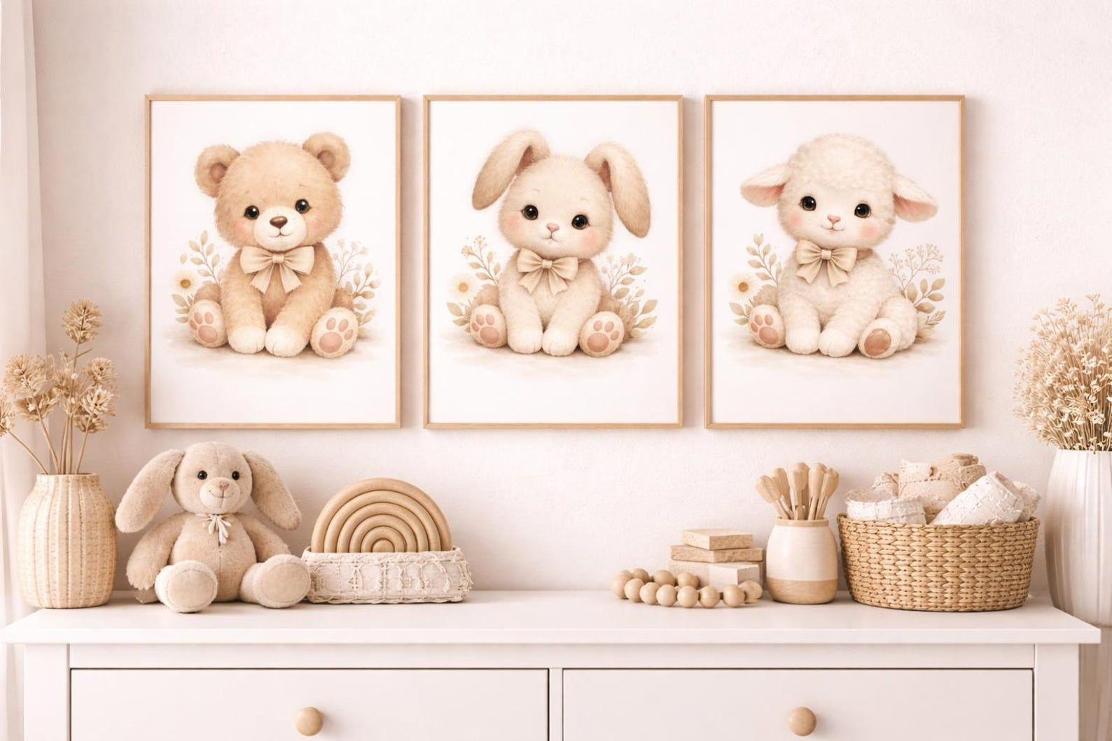 Cuadros Decorativos infantiles Modernos Coneja, osita y oveja tiernas
