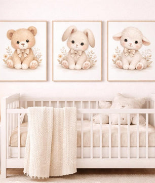 Cuadros Decorativos infantiles Modernos Coneja, osita y oveja tiernas