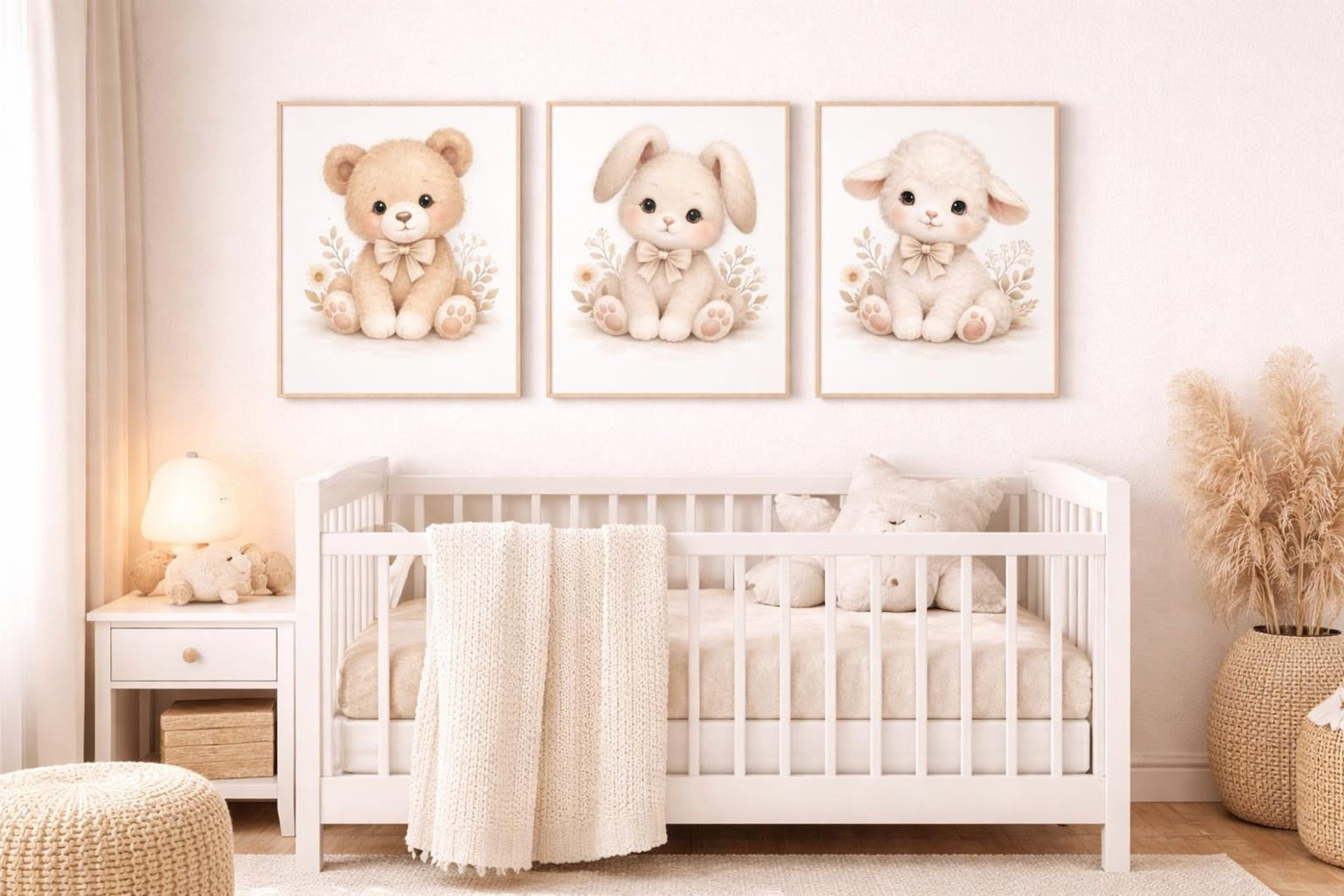 Cuadros Decorativos infantiles Modernos Coneja, osita y oveja tiernas