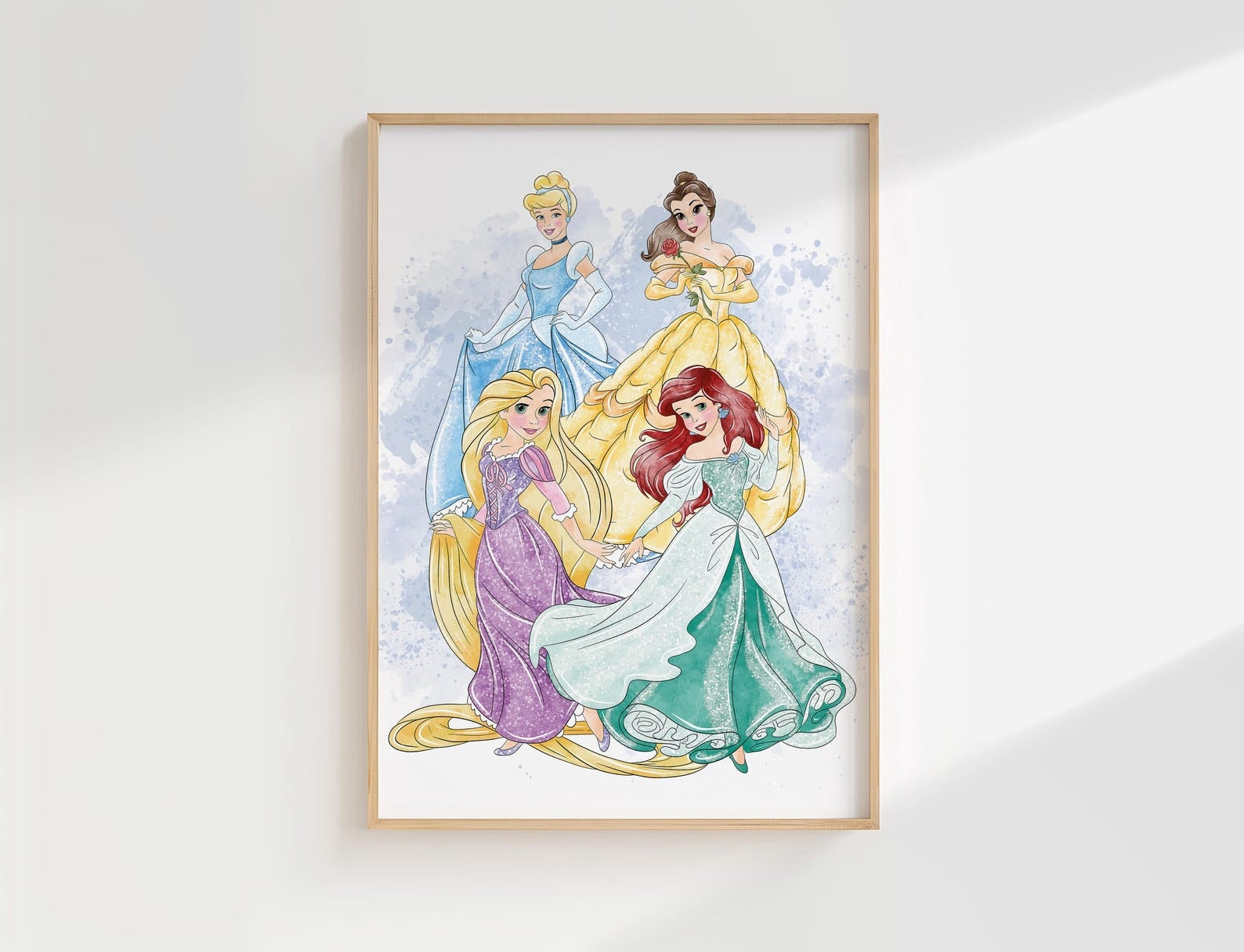 Cuadros Decorativos infantiles Modernos de princesas en acuarela con nombre
