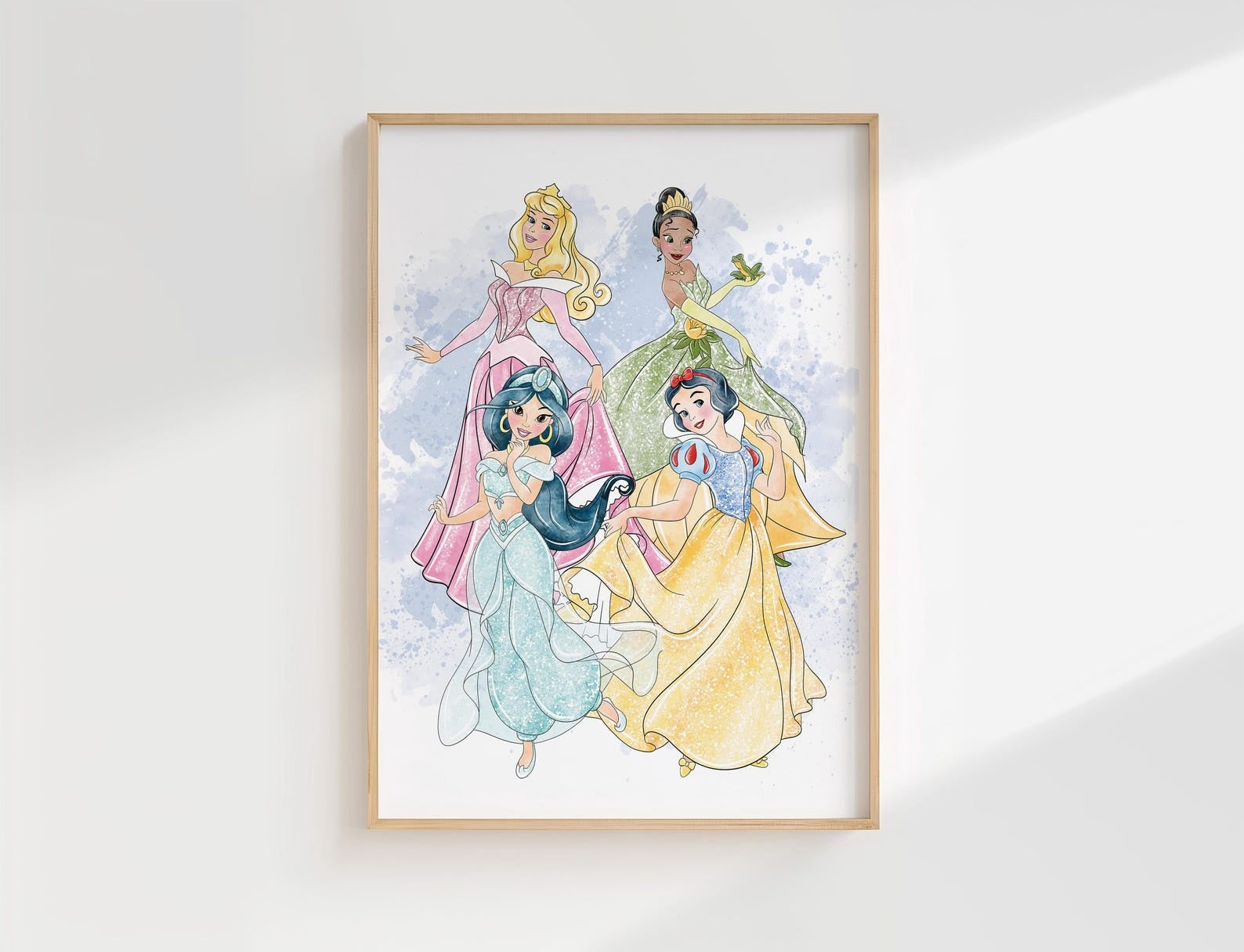 Cuadros Decorativos infantiles Modernos de princesas en acuarela con nombre