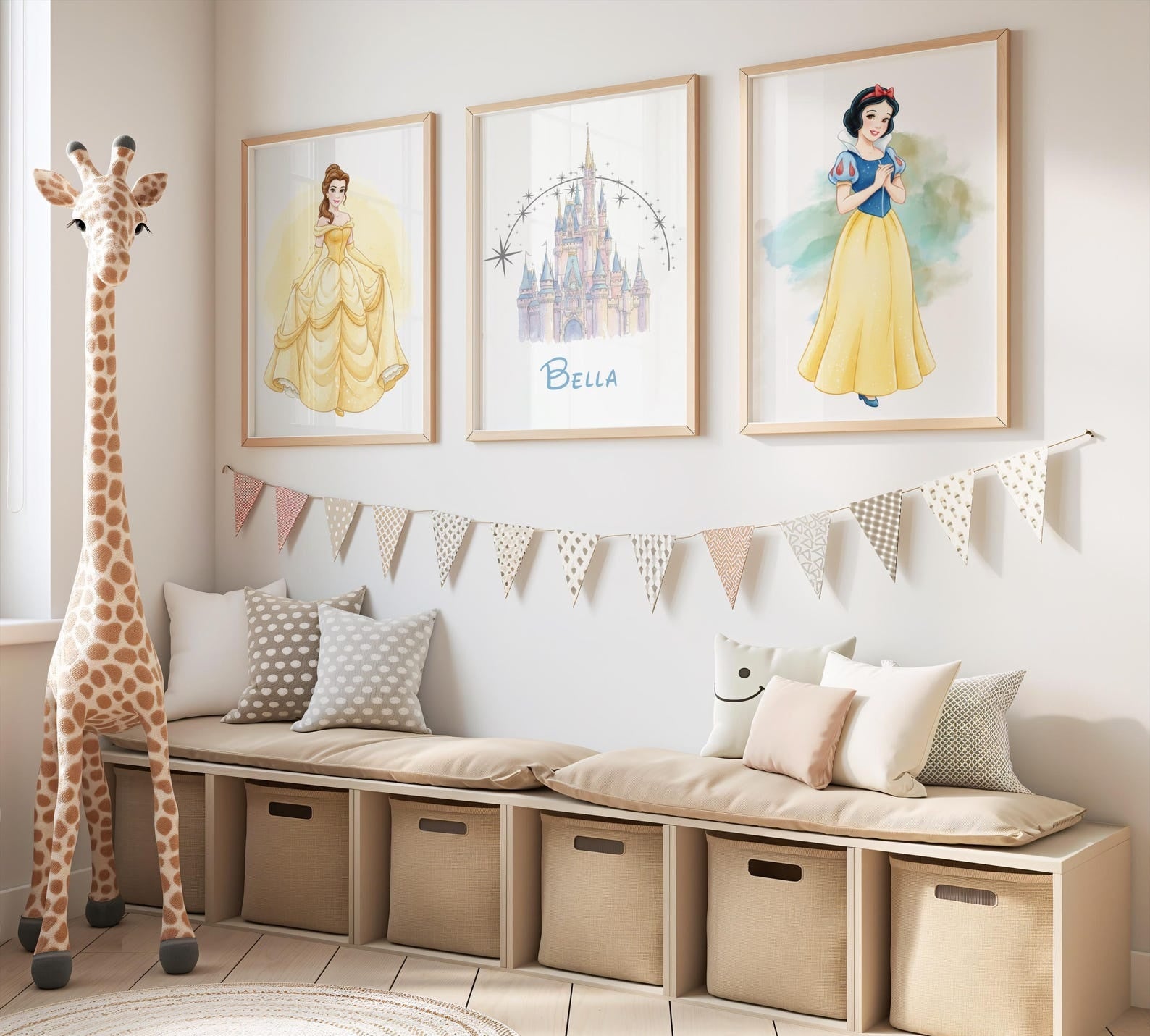 Cuadros Decorativos infantiles Modernos de princesas personalizadas con nombre