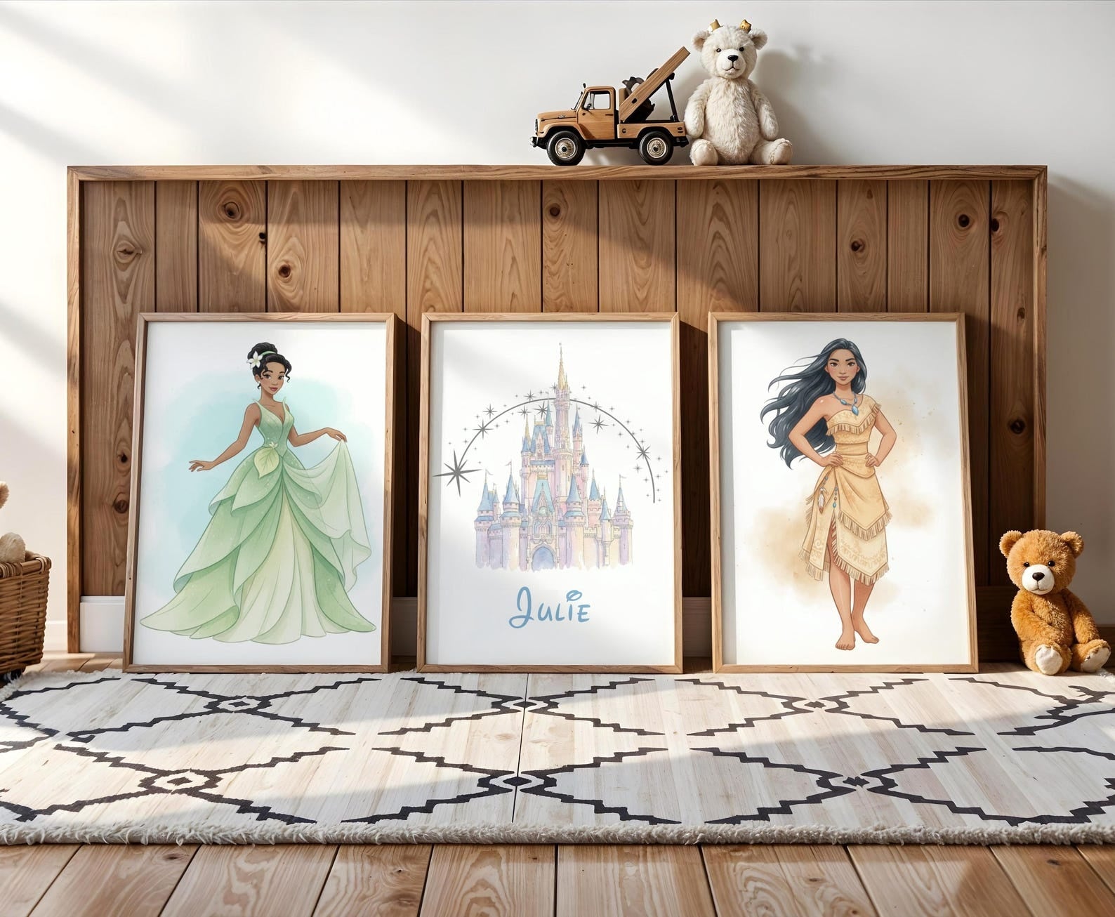 Cuadros Decorativos infantiles Modernos de princesas personalizadas con nombre