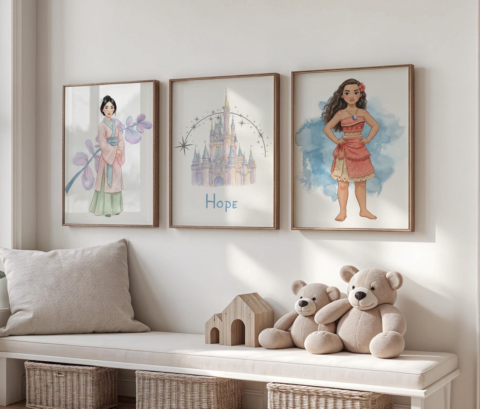 Cuadros Decorativos infantiles Modernos de princesas personalizadas con nombre