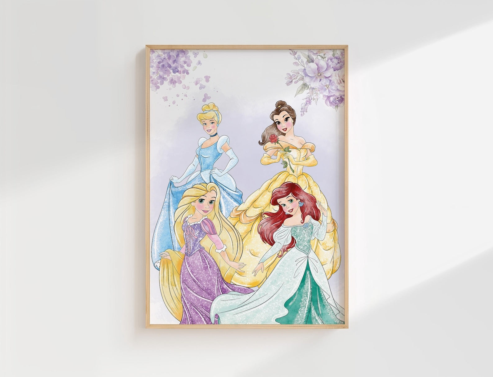 Cuadros Decorativos infantiles Modernos de princesas  con nombre moradas