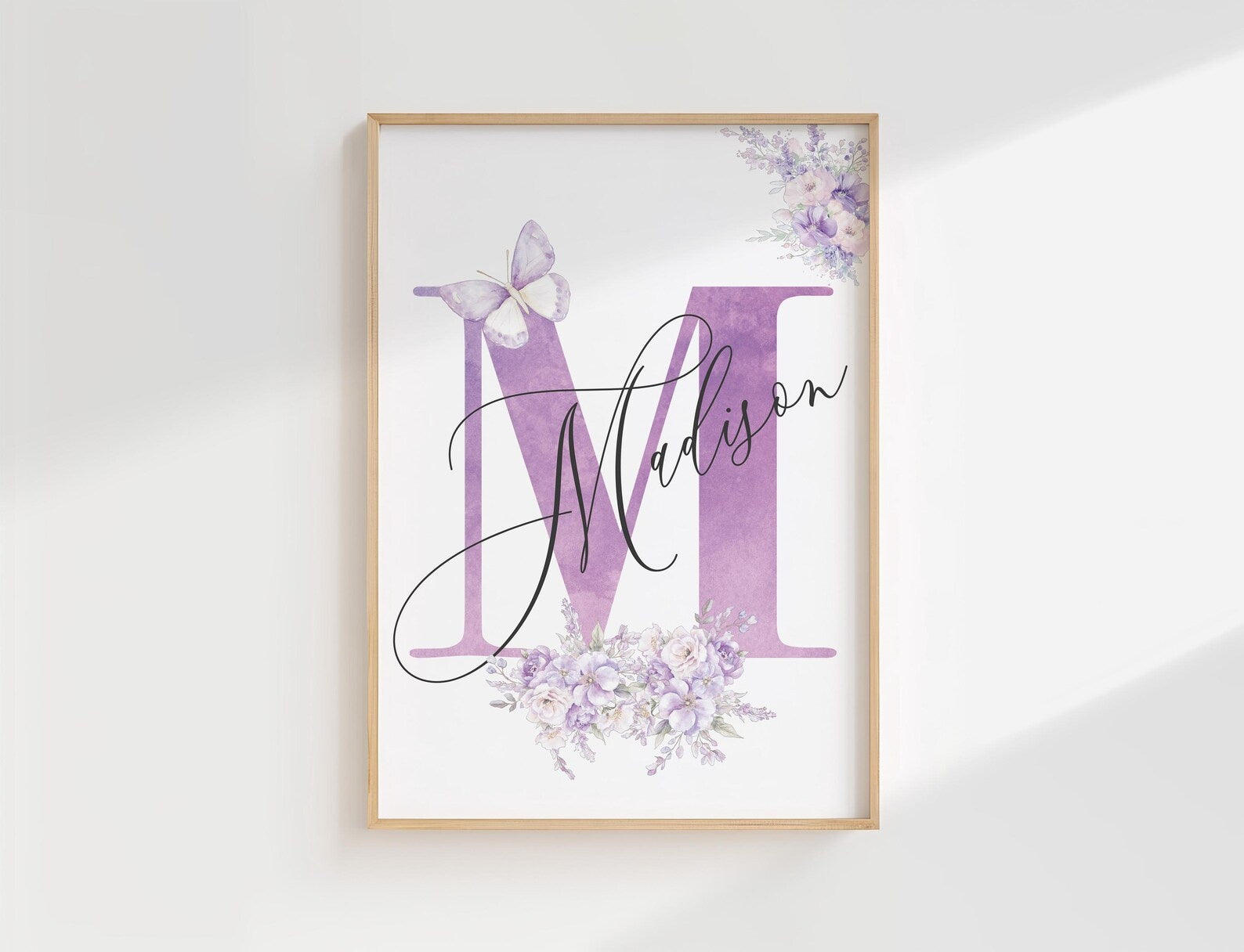 Cuadros Decorativos infantiles Modernos de princesas  con nombre moradas