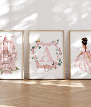 Cuadros Decorativos infantiles Modernos de princesas castillo e inicial