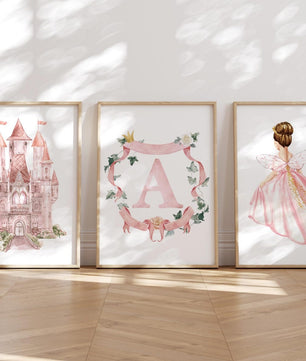 Cuadros Decorativos infantiles Modernos de princesas castillo e inicial