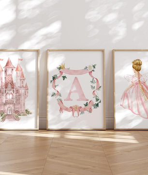 Cuadros Decorativos infantiles Modernos de princesas castillo e inicial