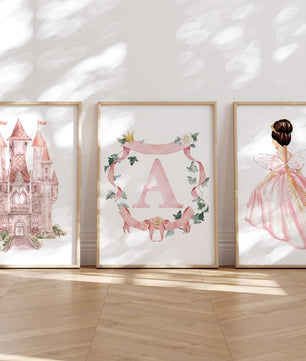 Cuadros Decorativos infantiles Modernos de princesas castillo e inicial